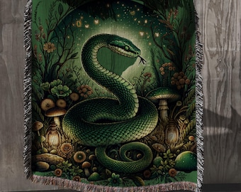 Manta tejida de serpiente verde: tapiz místico de hadas