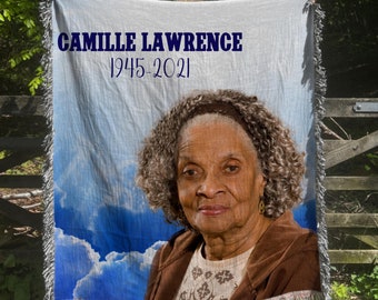 Memorial Woven Blanket Personalized Photo Throw Custom Blanket Made in the USA Gift for Mom Grandma Personalized Memorial Blanket Gift