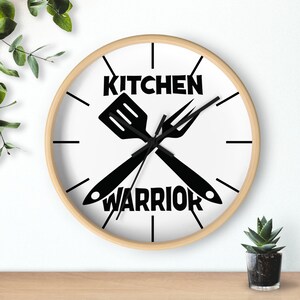 Kitchen Warrior Wall Clock Funny Cooking Lover Wall Home Decor Unique Design Kitchen Indoor Wall Clock Gift Silent Decor Round Clock Floral