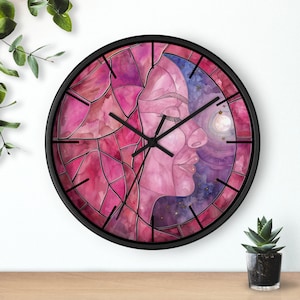 Pink Moon Decor Pink Moon Wall Clock Home Decor Silent Bedroom Clock Artistic Pastel Pink Moon Wall Clock Gift Wall Decoration Gift