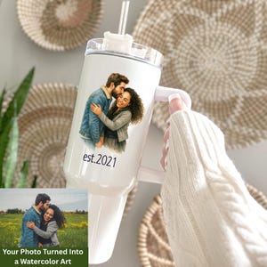 Custom Photo 40oz Tumbler Personalized Couple Tumbler Anniversary Gift for Him or Her Lovers Tumbler with Picture Photo Collage Cup Gift