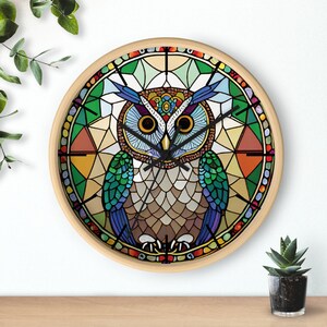 Owl Wall Clock Stained Glass Inspired Wall Clock Stained Glass Wall ... - Unique Glass Wall Home Decor Trends And Design