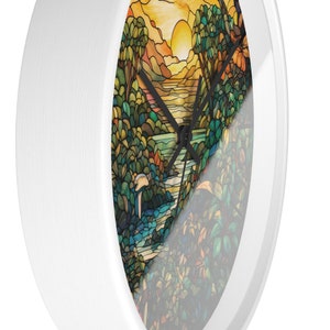View of Jungle and Flowers Wall Clock Jungle Inspired Wall Clock Stained Glass ...