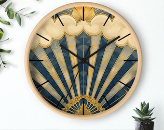 Art Deco Geometrical Inspired Wall Clock Art Deco Lover Wall Home Decor Unique Design Beautiful Art Deco Clock Gift Silent Decor Round Clock