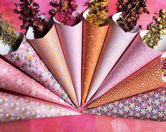 Wedding confetti- Biodegradable Confetti - Paper Cones and flower petals-Set of 10 cones and petals - Dried Flowers