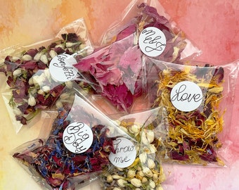 SET OF 10 transparent bags with biodegradable confetti - bio confetti - flower petals - dried flowers - wedding exit - wedding confetti