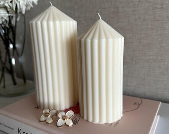 Vela de pilar de cera de soja acanalada: Decoración del hogar