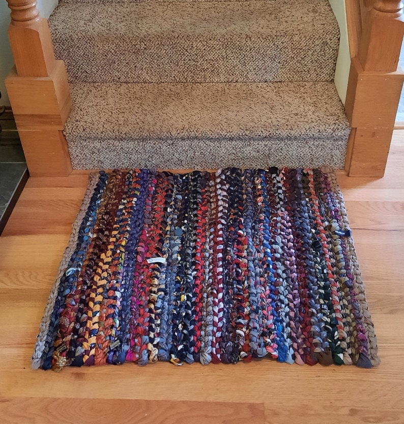 Unique Multicolored Twined Rag Rug 1 Handmade With Ties - Etsy