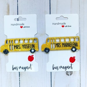 Personalized laser cut school bus magnet