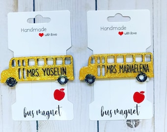 Personalized laser cut school bus magnet