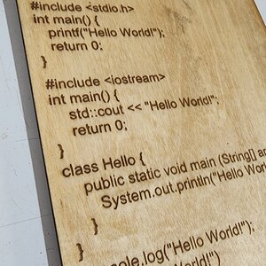 Computer Science Hello World Poster Wooden Laser Engraved - Etsy