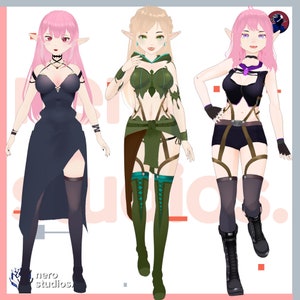 Elf Vtuber model, Texture, assets, hair & outfits presets all included in Vroid Studio files, Vroid Clothes / Vtuber model, Vroid hairstyle