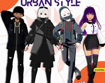 Urban VRoid Models, Cyberwear Futuristic Hairstyle (Vroid Files), 3D Vtuber models, Vroid fashion, vtuber assets clothing