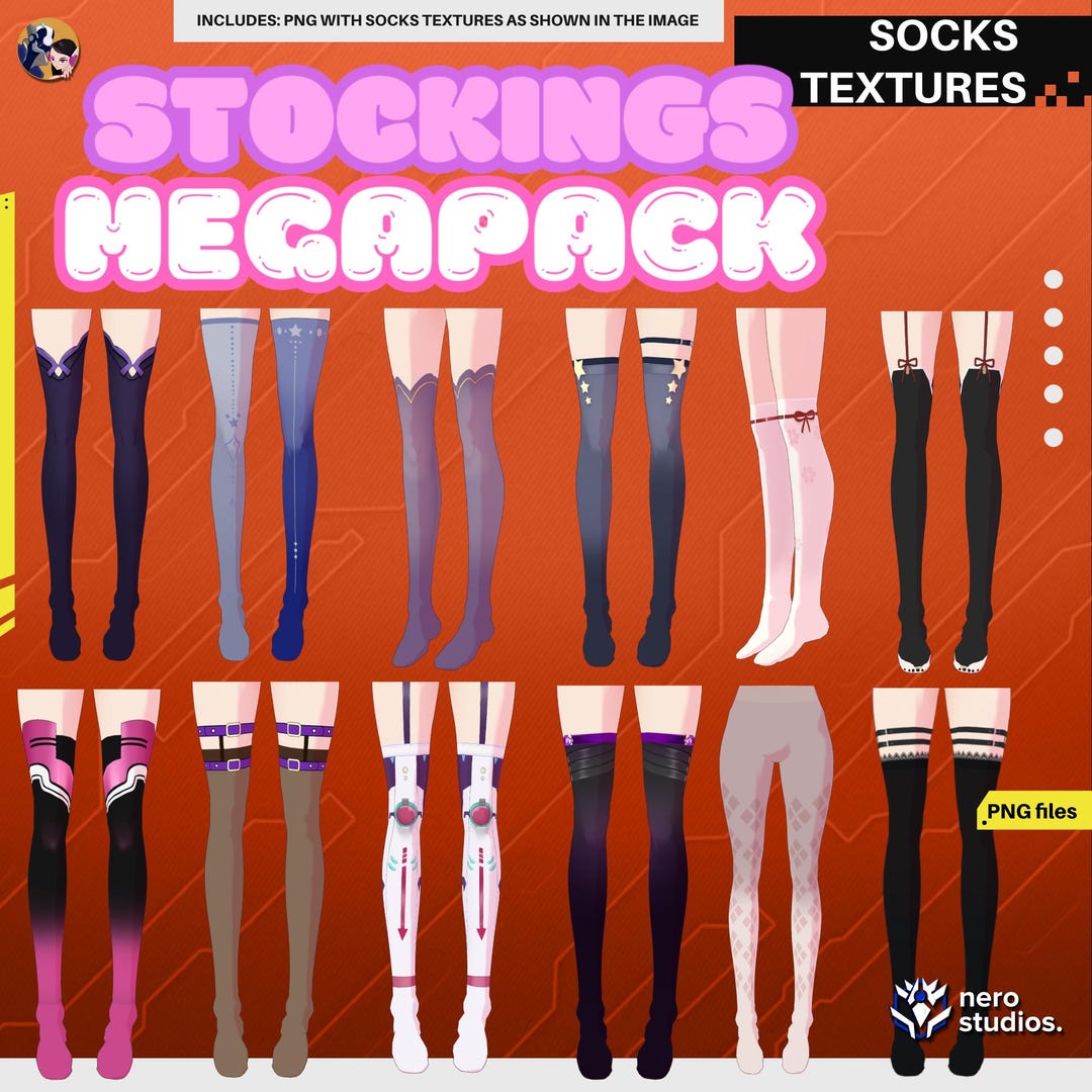 Funky Stocking Texture Vroid Stockings Texture Pack – Vtuber Tights, Thigh Highs (PNG) - Etsy