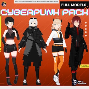 Cyberpunk Vtuber, 3D Vtuber Modell, Elfe Vtuber, Vroid Vampir, Vtuber Gothic / Vroid Kleidung, Vroid Aktiva, Vroid Frisur, Scifi Vtuber