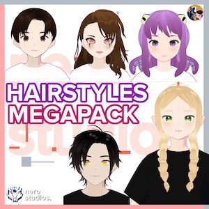 VRoid Hairstyle Preset – Fluffy Purple Hair with Physics – VTuber Hair Asset for Anime Avatars & Streaming,  Vroid assets, vtuber assets
