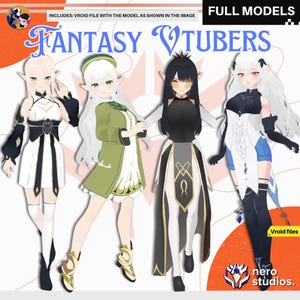 Fantasy Elf Vtuber model set, Fairy anime style, Vroid Texture assets, hair & outfits, Vroid models / Vroid Clothes and hairstyle