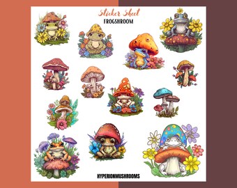 Luchtbelvrije paddestoel- en kikkerstickers | Stickervel