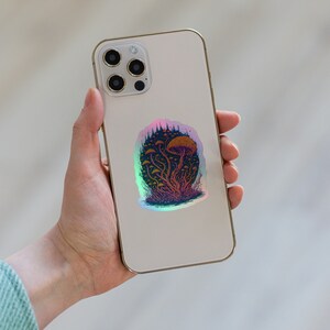 Unique Holographic Surreal Psychedelic Mushroom Sticker
