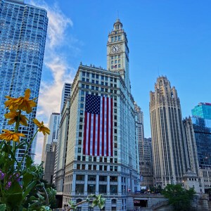 Wrigley Building & American Flag Digital