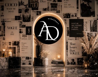 Fashion Editorial Backdrop, Black White Newspaper Wall Branding Photoshoot Background, Luxury Party 14x14 PNG