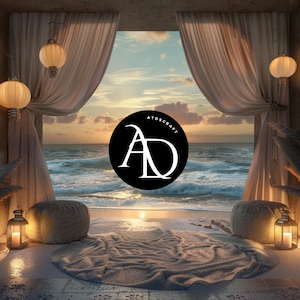 Sunset Desert Palace Digital Backdrop-Photoshop Overlays -Photo Background for Photography -Backdrop Template - Ocean view -Coastal backdrop