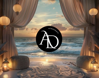 Fondo digital Sunset Beach Palace, fondo fotográfico bohemio costero, retrato veraniego con vista al océano PNG, 14x14