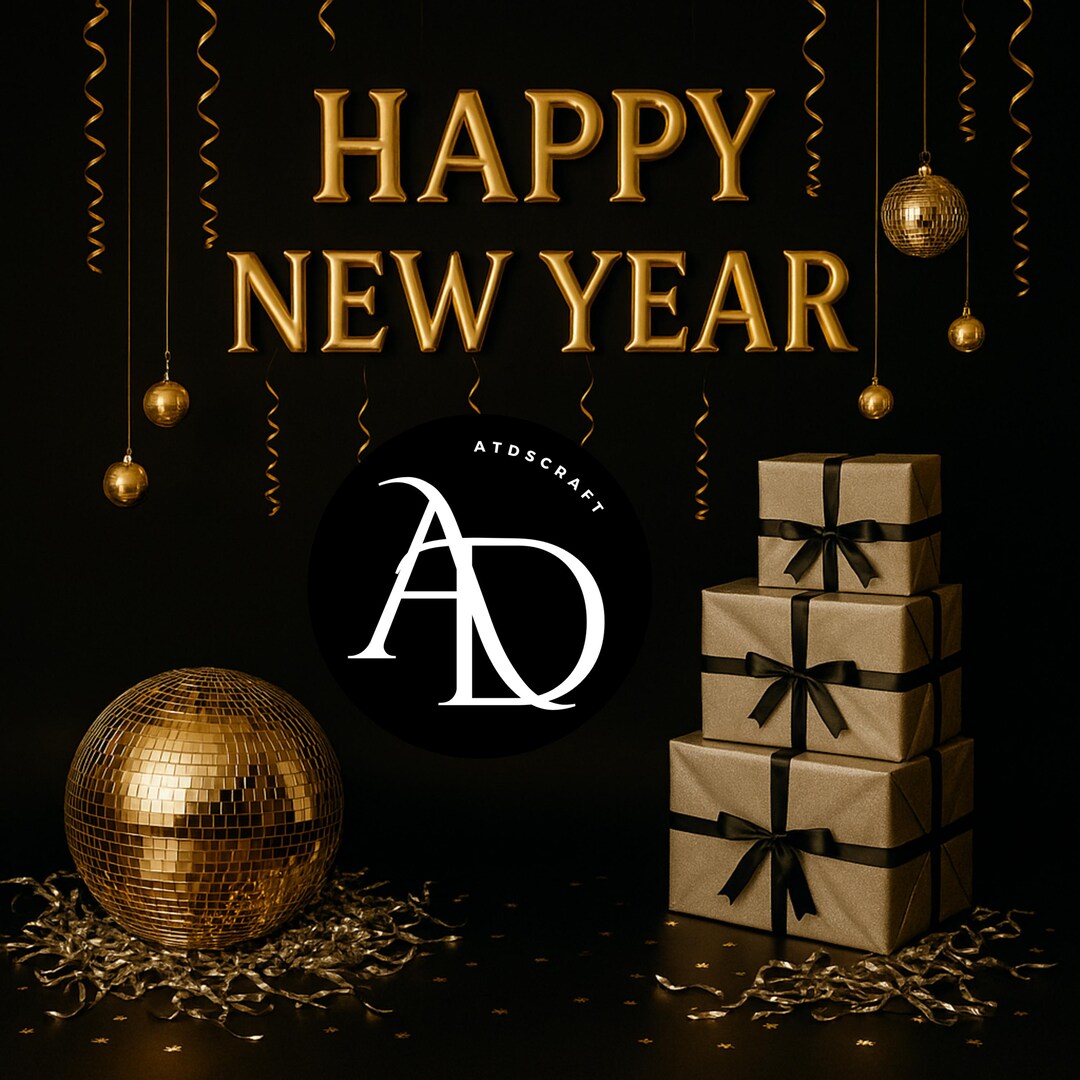 Luxury Happy New Year Backdrop , Black Gold Party Photo Background With ...