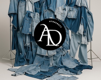 Denim Fashion Photo Backdrop: Jeans & Jackets Digital Wall (14x14 Digital Download