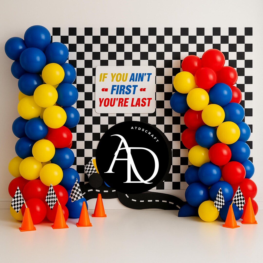 Car Raffle Backdrop Race Car Birthday Digital Backdrop | Checkered Flag Racing Party ...