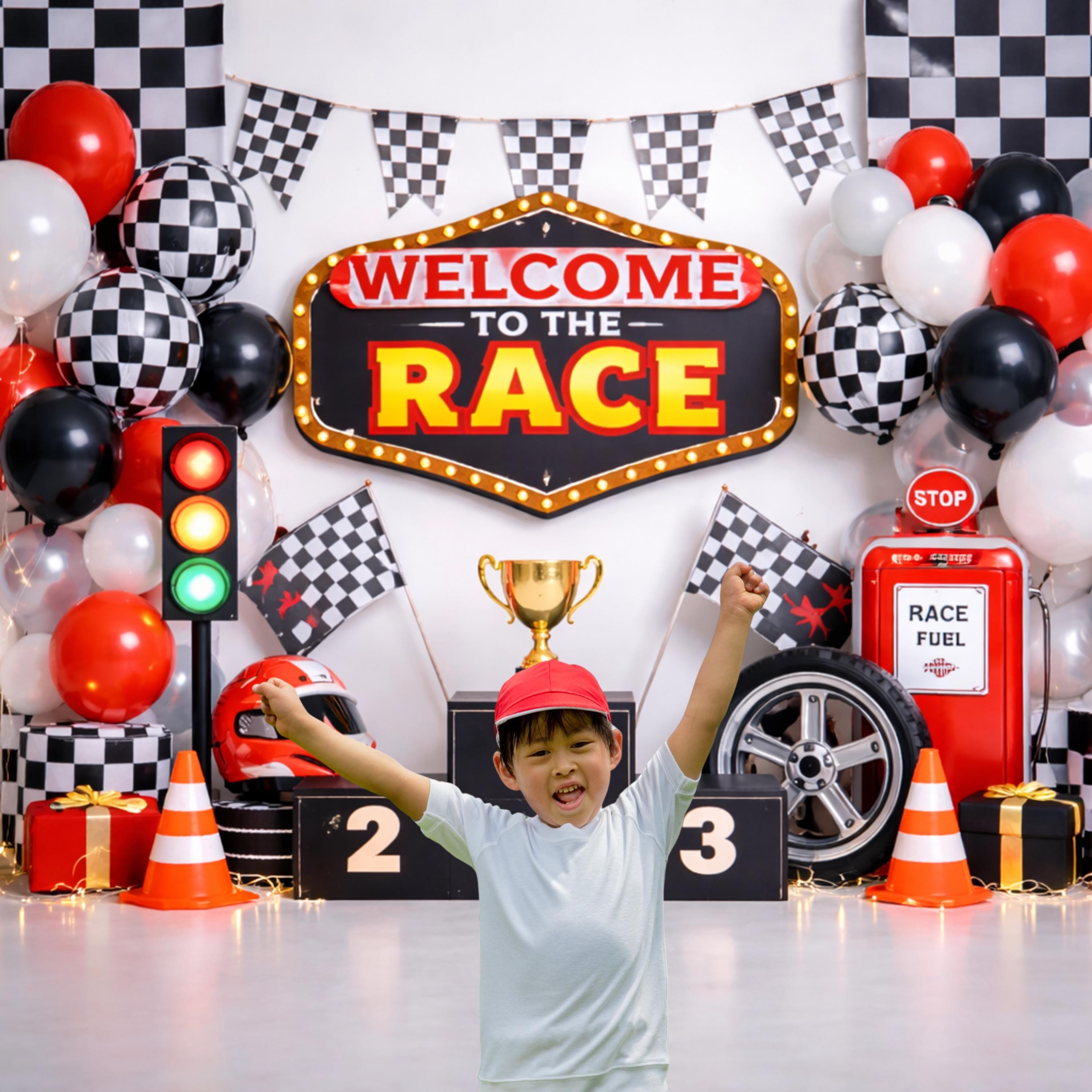 Car Raffle Backdrop Race Car Birthday Bundle Digital Backdrops | 5 Racing Party Photo ...