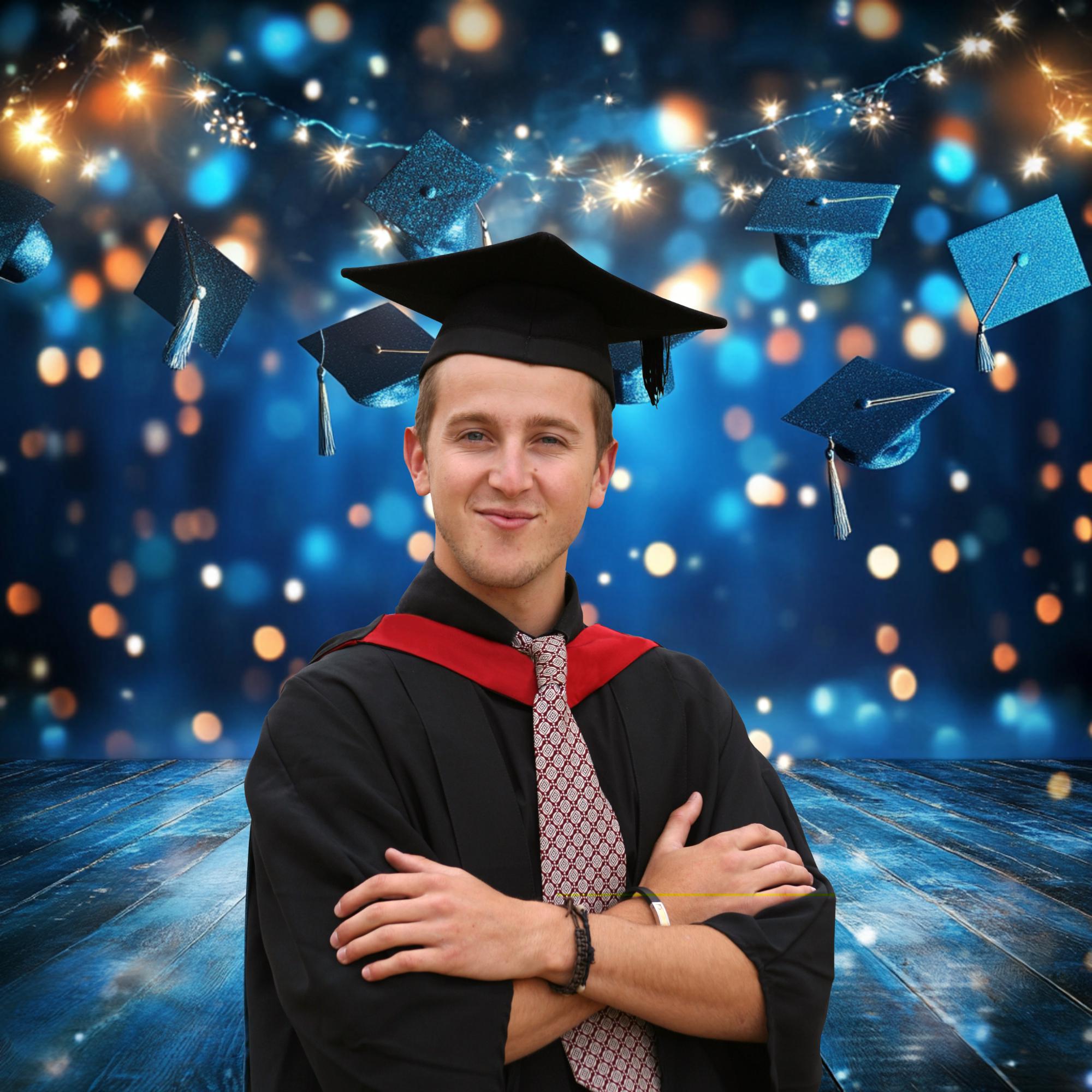 Graduation Studio Photo Graduation Blue Back Ground Ceremony Background ...