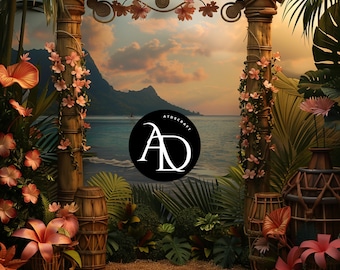 Tropical Party Digital Backdrop Background Birthday Child Photo Shoot Picture Studio Event Celebration Party Back Drop