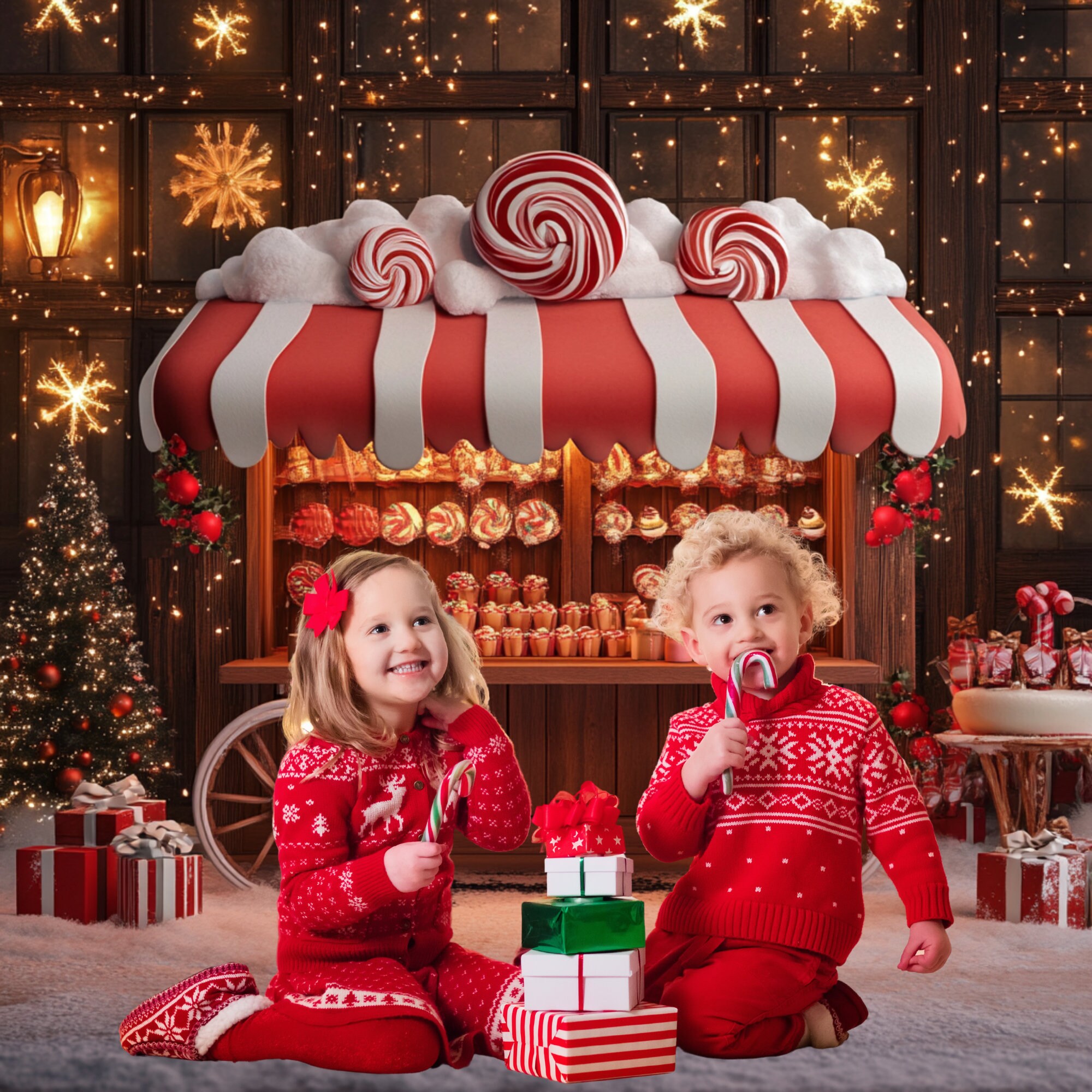 Gingerbread Digital Backdrop - Digital Background for Kids- Christmas ...
