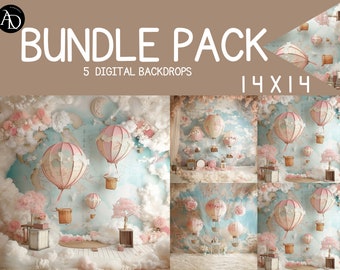 Hot Air Balloon newborn backdrop photo digital print download instant boho backdrop digital photography background prop studio backdrop baby