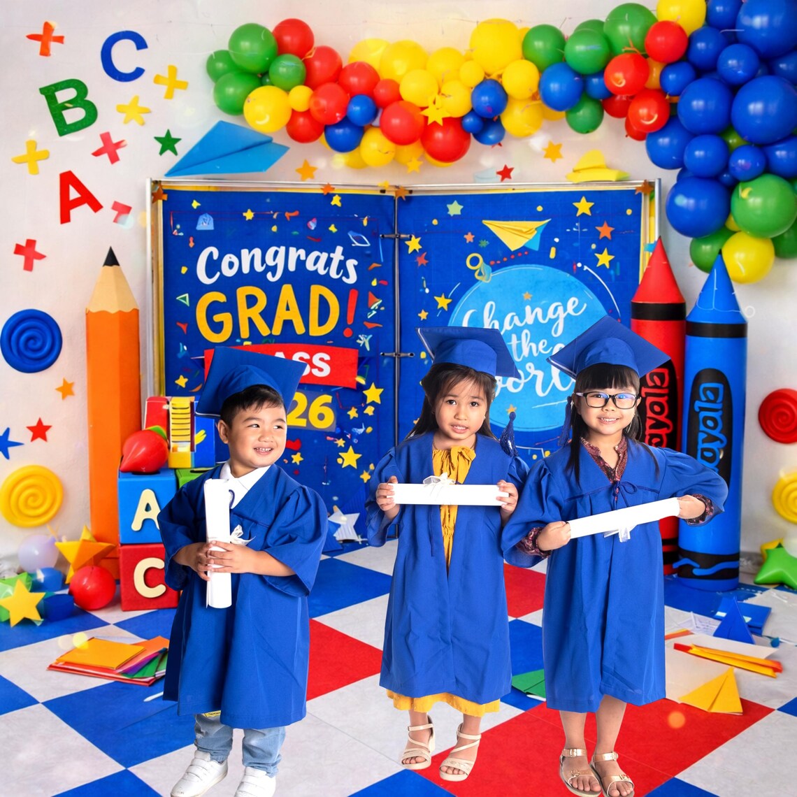 Class of 2026 School Graduation Backdrop 14x14 | ABC Classroom Photo ...