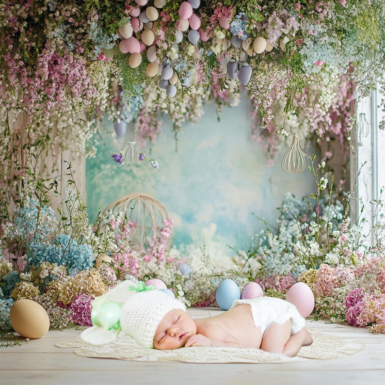 Easter Digital Backdrop- Pastel Colored Dreamy Digital Backdrops ...