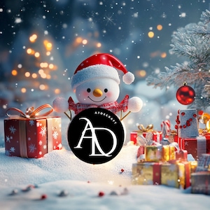 Christmas Digital Backdrop - Digital Background for Kids- Christmas Studio Snowman -Snow  Digital Photography-, Photoshop overlay