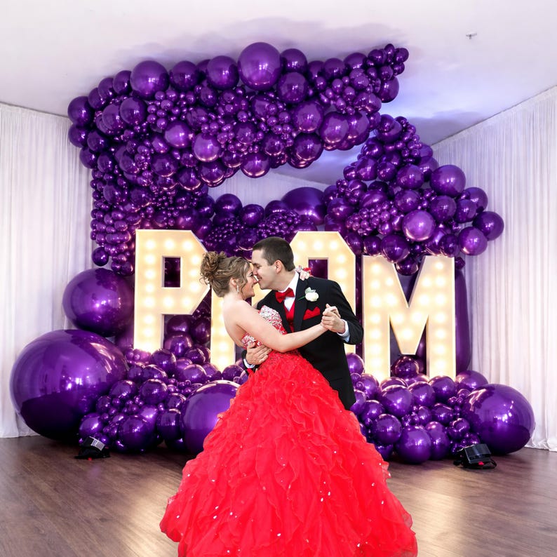 Prom Digital Backdrop Purple Balloon Wall Background, Giant Marquee ...