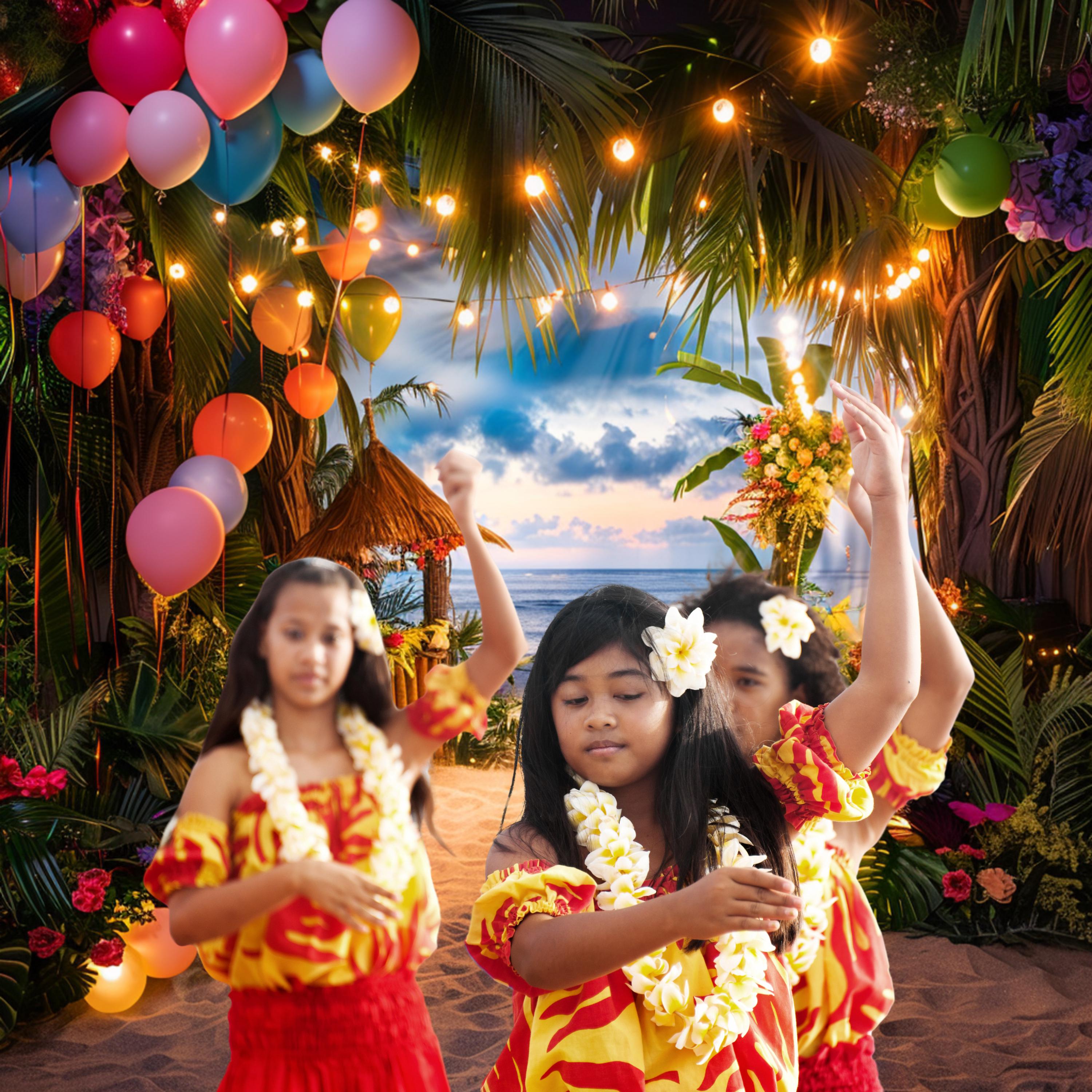 Circle Summer Beach Scenery Round Birthday Backdrop