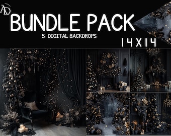 Dark Elegant Christmas, Digital Backdrops Bundle, Christmas Backgrounds, Maternity Backdrop, Black Christmas Photoshoot, Luxurious Backdrops