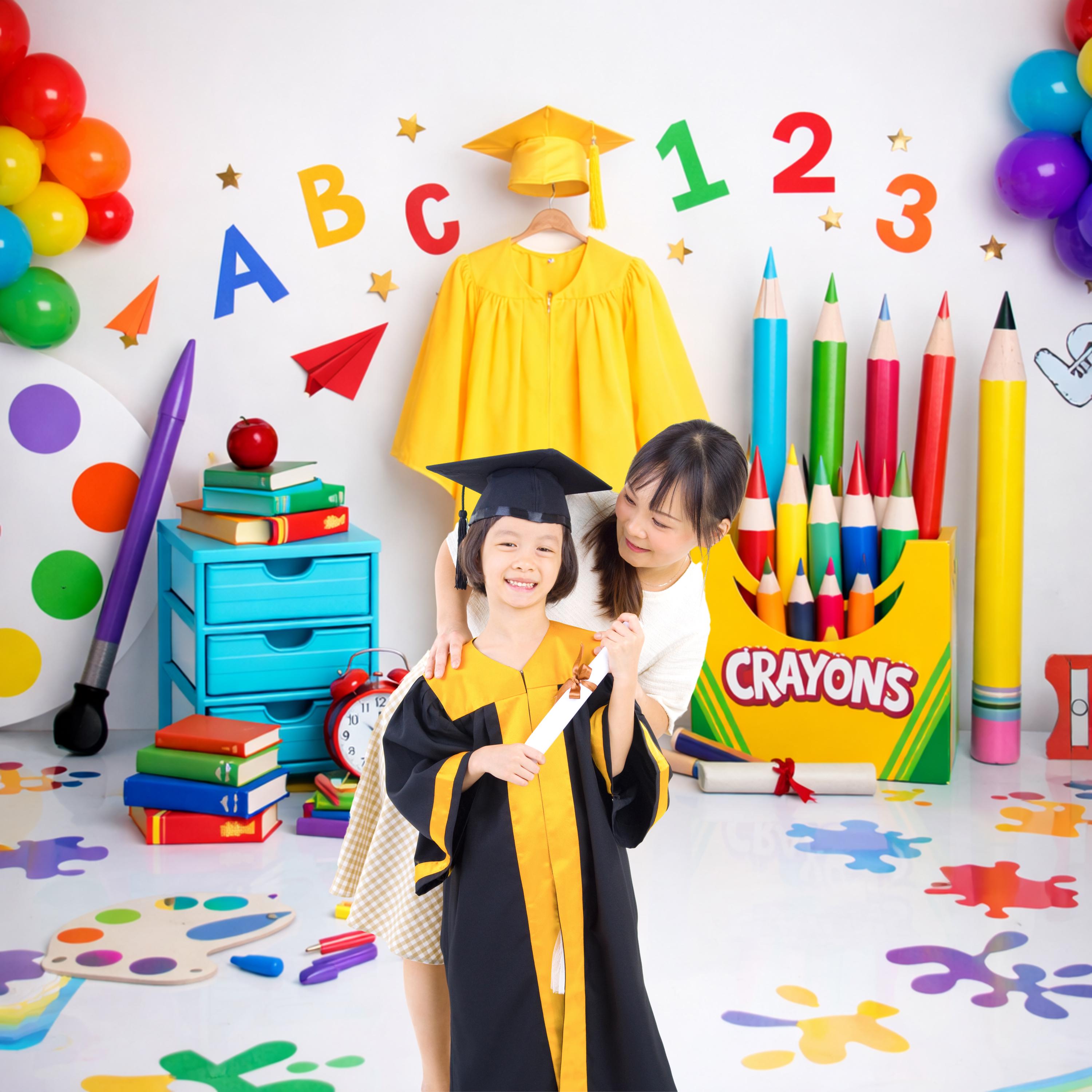 Preschool Graduation Backdrop PNG, Kindergarten Grad Photo Background ...