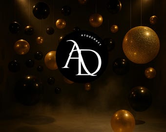 Black Gold Balloon Photo Backdrop – Luxurious Floating Sphere Scene for Elegant & Glamorous Photography,Influencer Photoshoots
