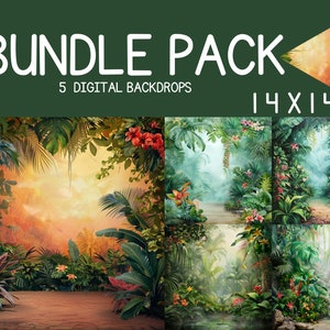 Jungle Safari Digital Backdrops, Child Photography Studio Backdrops, Photoshop overlays,Cake Smash Background, Tropical Theme Birthday