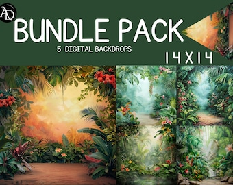 Jungle Safari Digital Backdrops, Child Photography Studio Backdrops, Photoshop overlays,Cake Smash Background, Tropical Theme Birthday