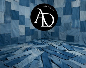 Denim Patchwork Digital Backdrop: Fashion Photography (14x14) (Digital Download