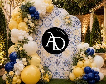 Lemon Party Backdrop PNG, Dolce Vita Baby Shower Background, Amalfi Birthday Backdrop, Mediterranean Bridal Shower, Anniversary Digital
