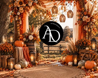 Fall Photography Backdrop, Autumn Pumpkin Photo Background, Rustic Fall Family Portrait, Thanksgiving Maternity Digital Backdrop