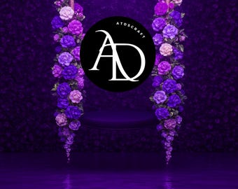 Purple Floral Swing Photo Backdrop – Enchanted Flower Swing Scene for Romantic & Fantasy Photography,Influencer Photoshoots