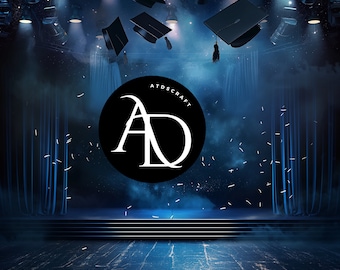 Graduation Studio Photo Graduation Black and Blue Back ground Ceremony Background Degree Event Digital Backdrop Photo Shoot Overlay Picture